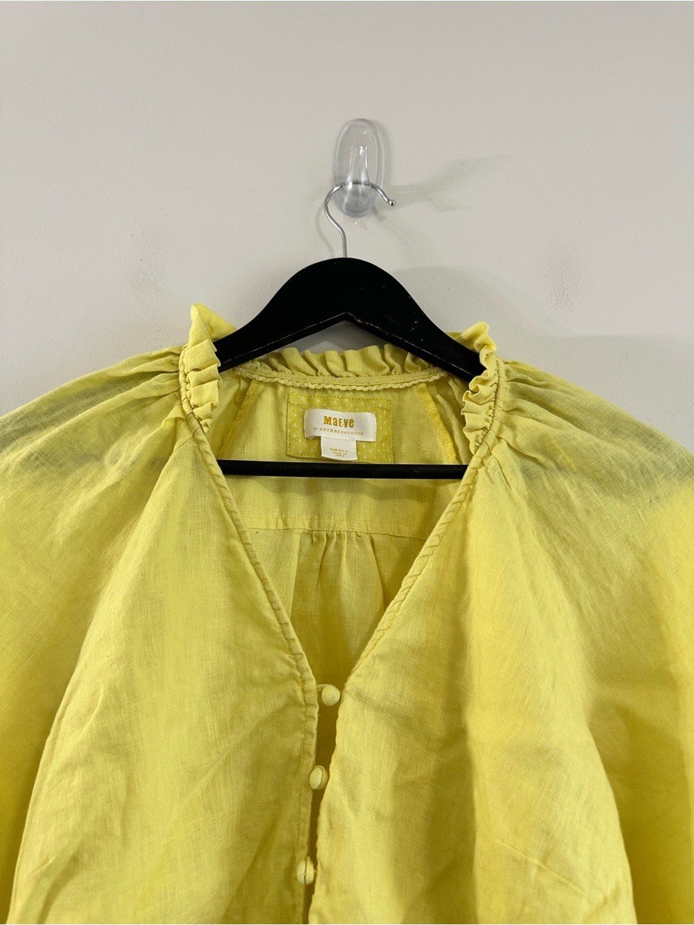 Maeve Anthropologie Linen The Audie Puff
Blouse Yellow Small - Picture 5 of 11
